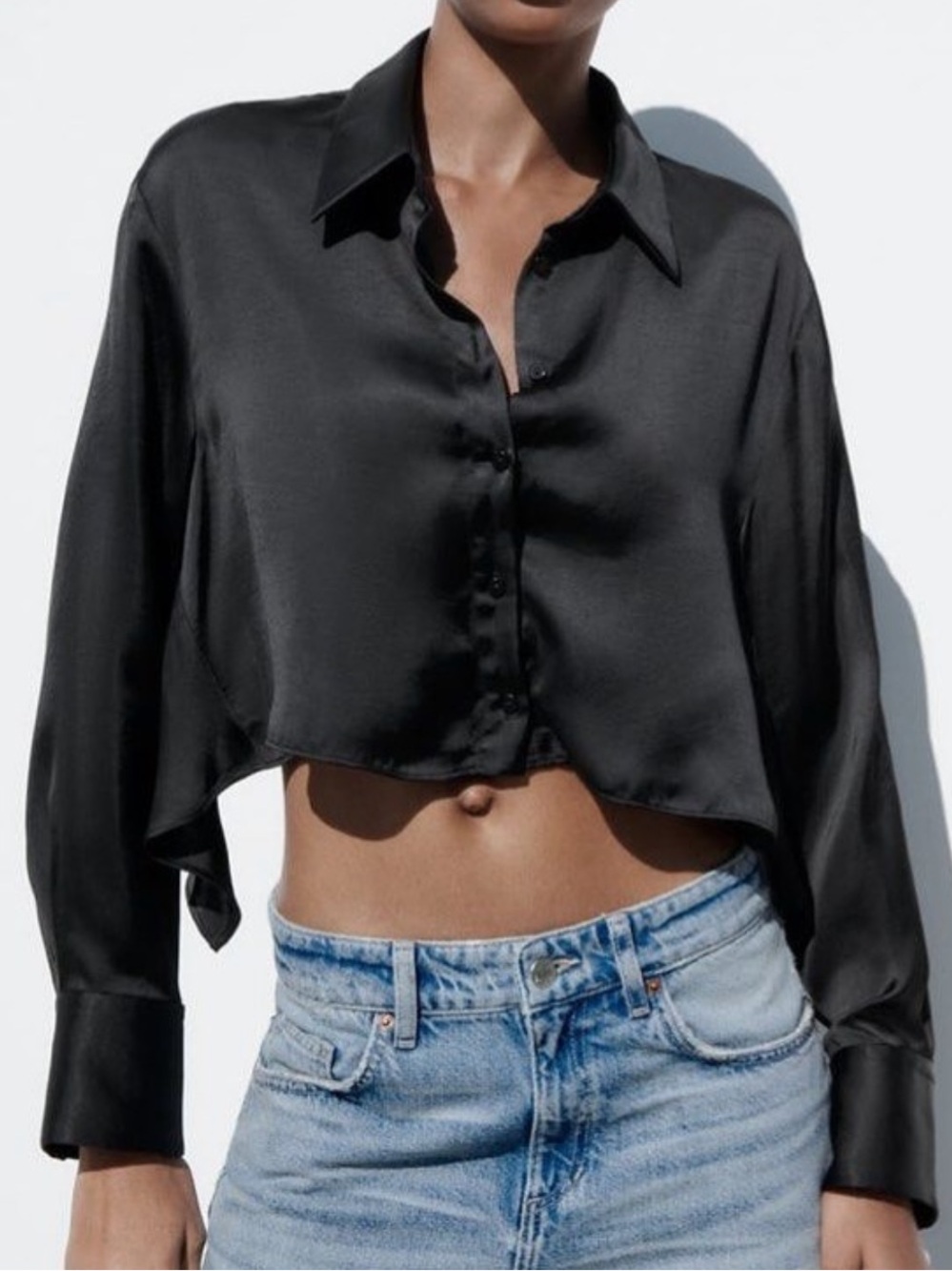 Black Zara Cropped Blouse